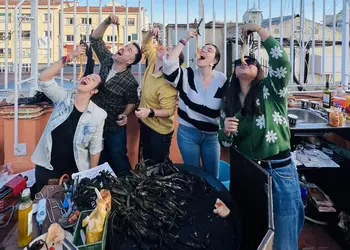 Calçots party at the school terrace