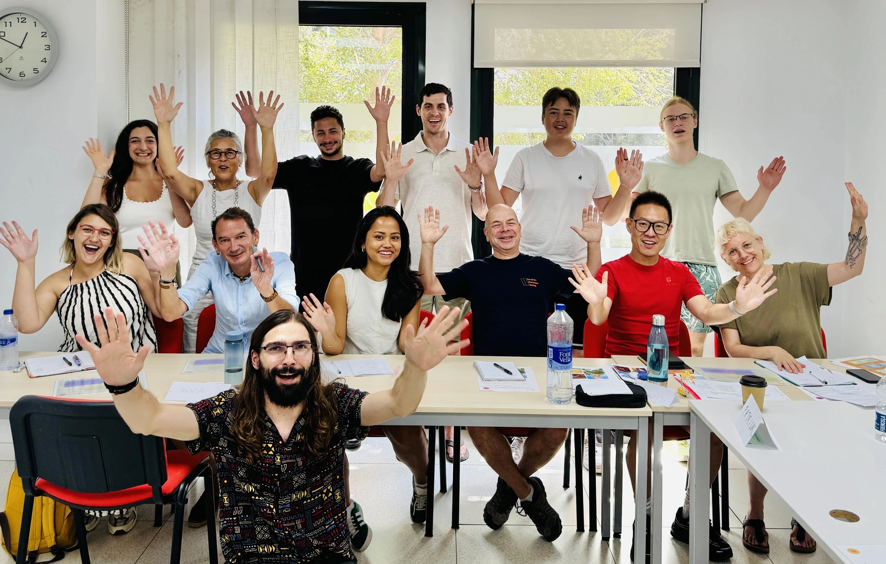 A group of students attending the Evening Course, with classes twice per week